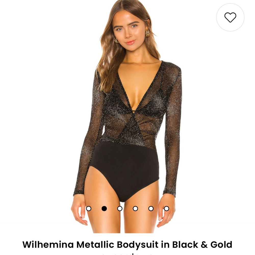 Wilhemina Metallic Bodysuit in Black & Gold superdown